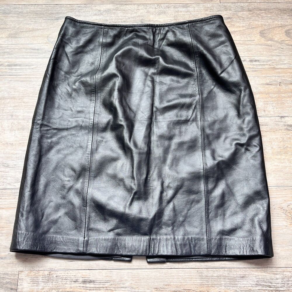 Apt. 9 Black Lambskin Leather Mini Skirt